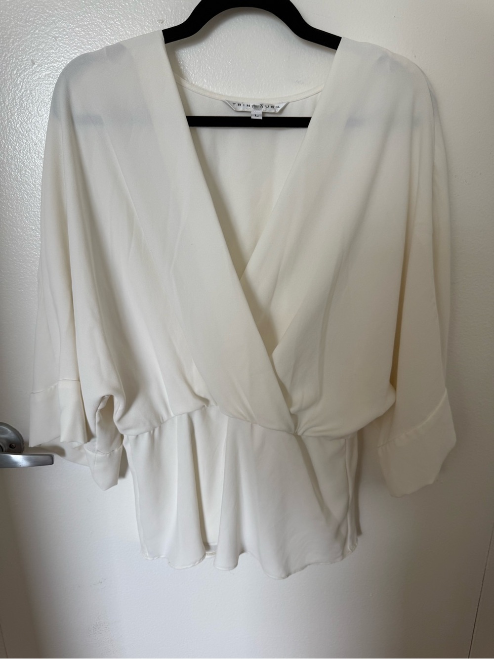 Trina Turk White Drapey Blouse L